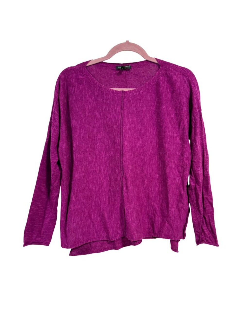 Eileen Fisher Organic Linen Cotton Crew Neck Top in Grape Size S